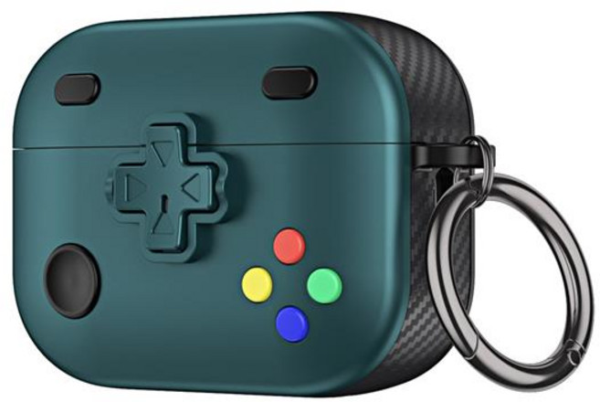 에어팟 4 3 2 1 세대 프로 프로2 레트로 게임기 콘솔 무광 컬러 젤 하드 범퍼 무선 충전 이어폰 키링 케이스, 그린 sap1532