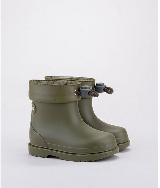 Y2 SHOP Igor。BIMBI EURI 經典束繩雨靴 KAKI 軍綠 兒童雨天必備 舒適防滑 時尚有型