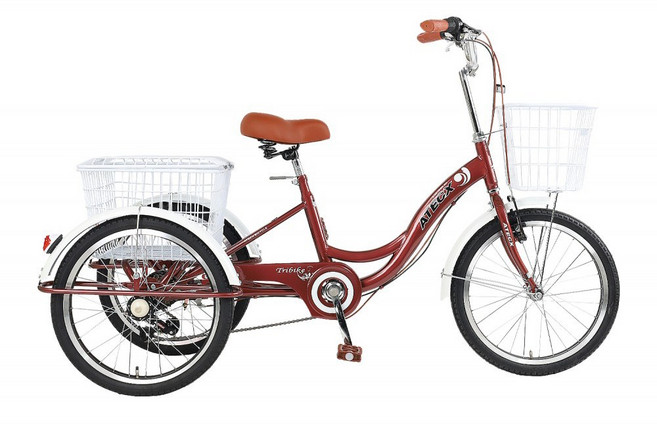 아텍스 트리이바이크 7단 20인치 효도 삼륜자전거 성인 세발 자전거 2023년, 브라운  미조립, 1개