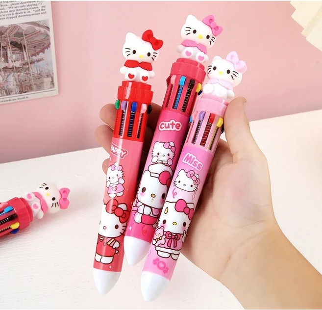 {헬로키티문방구} 헬로키티 귀염깜찍 10색볼펜, 1개, 핫핑크