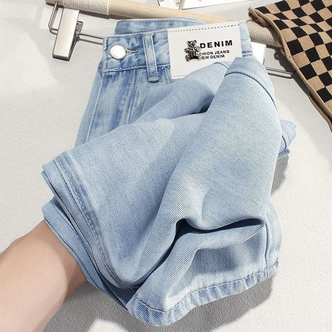 여름용 아이스 데님 팬츠 - 하이웨이스트 스트레이트 핏 와이드 레그 청바지 (시원한 텐셀 소재)