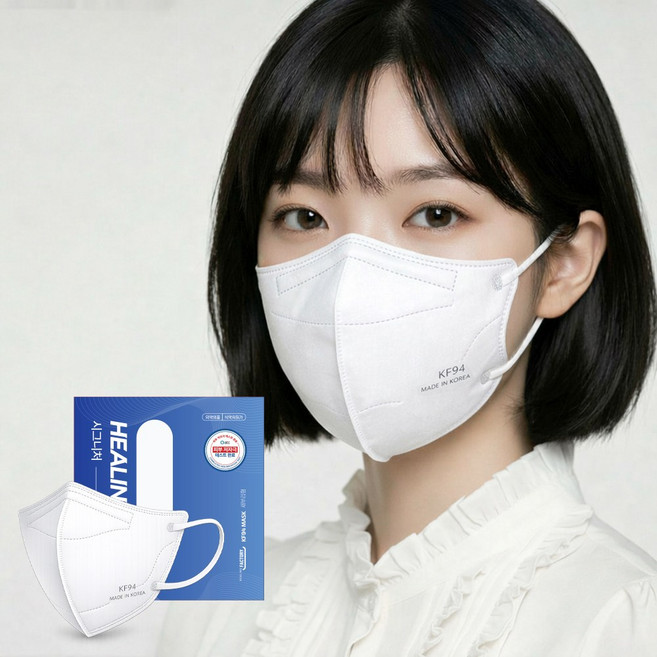 국산 KF94 새부리형 컬러마스크 시그니쳐 힐링핏 마스크, 화이트, 1개, 100매
