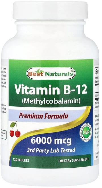Best Naturals 비타민B-12 (메틸코발라민) 6000mcg 120정, 1개 - 쿠팡