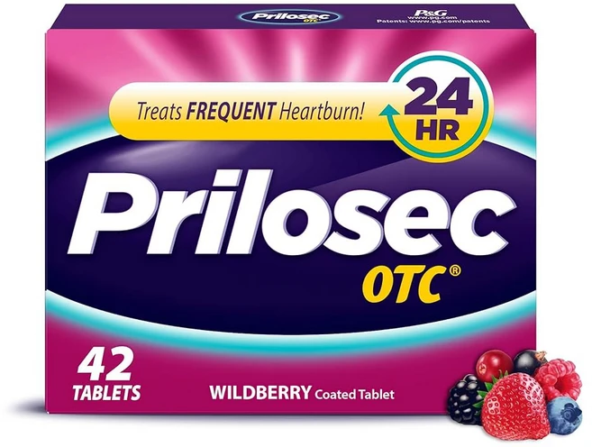 프릴로섹 OTC 오메프라졸 지연 방출 20mg 산 감소제 잦은 을 24시간 동안 하루 종일 밤 종일* 약 와일드베리 향 42정으로 합니다, Wildberry, 42 Count (Pack of 2) - 쿠팡