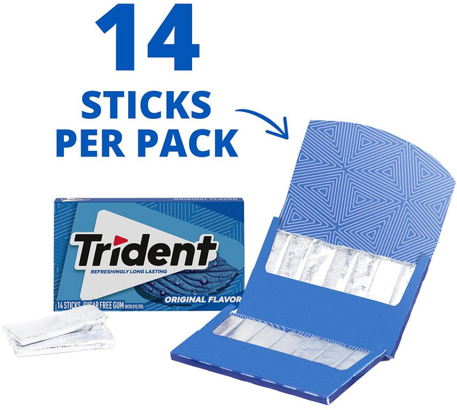 트라이던트 오리지널 페퍼민트 무설탕 껌 14개 15박스( Trident Original Flavor Sugar Free Gum 15 Packs of 14 Pieces), 210개