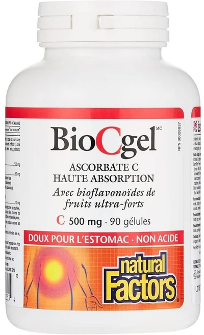 내추럴팩터스 바이오C겔 버퍼드 비타민C 500mg 소프트젤 Natural Factors BioCgel, 1개, 90정 - 쿠팡