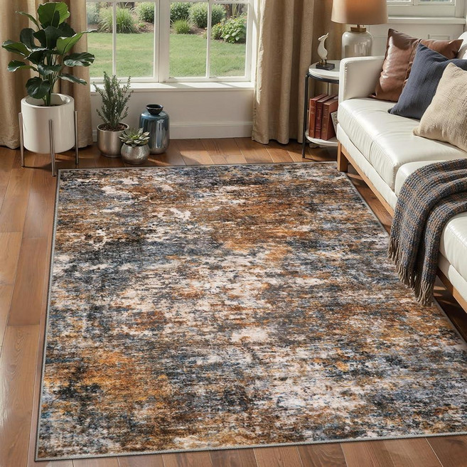 Tangsoo 4x6 Washable Area Rug Modern Non Slip Indoor Rugs for Living Room Abstract Contemporary