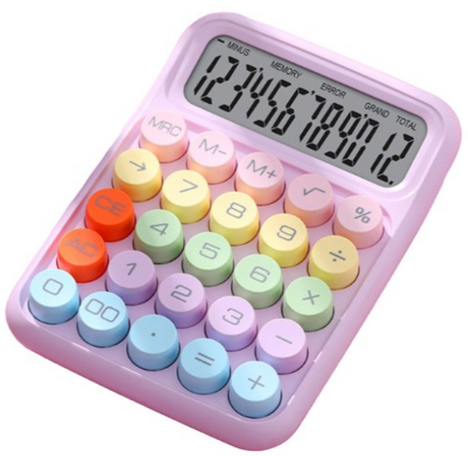 레트로 사무용 기계식 파스텔 컬러 계산기, 혼합색상, 1개
