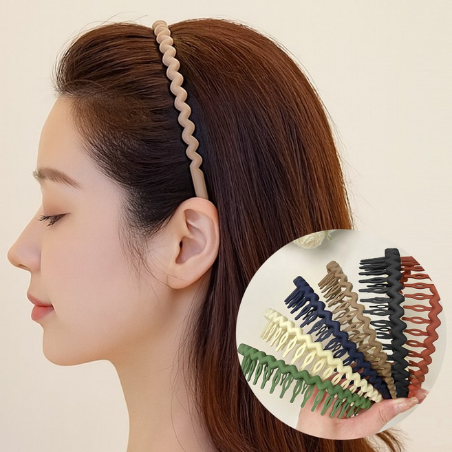 여성 남자 컬러 얇은 고정용 빗살 머리띠 헤어밴드 6개입