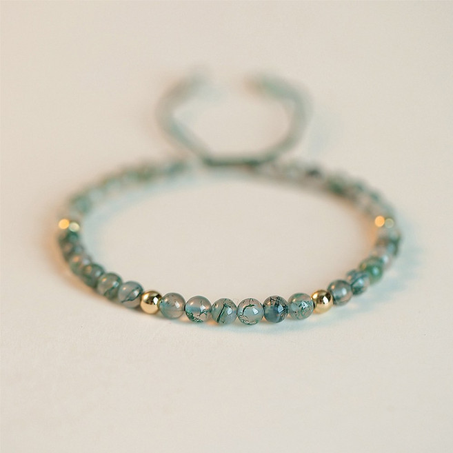 오누이디스플레이 천연원석 수초마노 행운 매듭 팔찌 D21