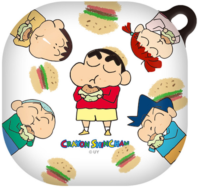 짱구 와글와글 갤럭시 버즈2 버즈프로 버즈라이브 버즈플러스 케이스, 와글와글 햄버거, 갤럭시 버즈2/버즈프로/버즈라이브 공용