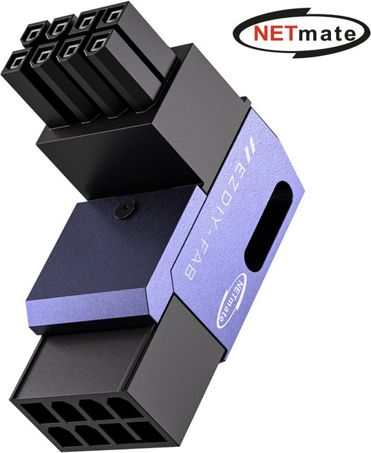 넷메이트 NM-DPI22623 PCI-E 8핀 변환 어댑터 (퍼플 RVS 90도 단품) [EZDIY-FAB] 역방향 그래픽카드전원 ㄱ자형 꺽임, 1개