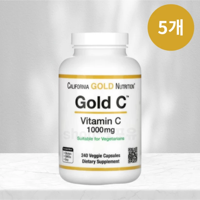 CGN 뉴트리션 USP 등급 골드씨 비타민C 1000mg 베지 캡슐 240정 5병, 5개 - 쿠팡
