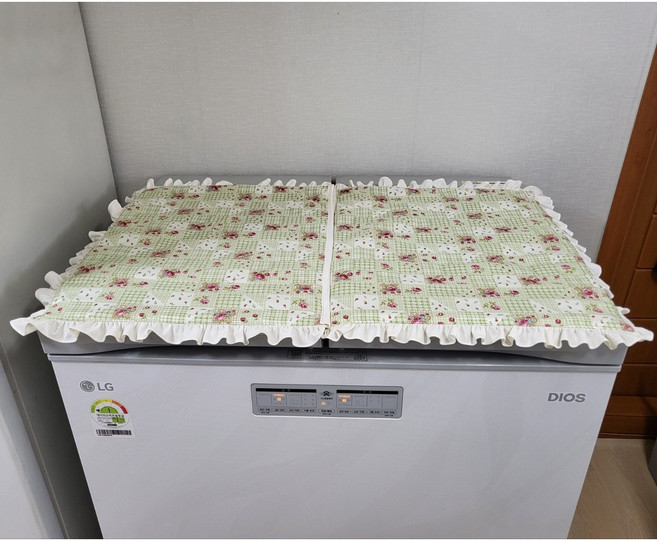 자영인테리어 뚜껑형 2도어 김치냉장고 커버 덮개 (컨츄리가든), 그린