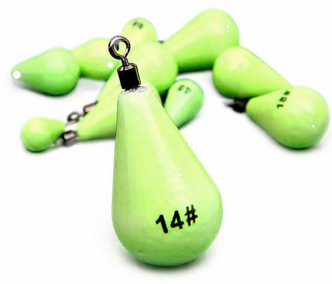 쭈꾸미 물방울 야광봉돌 1봉 세트 초강력 야광 회전도래 갑오징어 문어 한치, 1개, 5개입