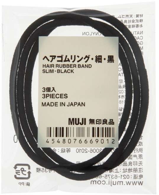 무인양품 헤어 고무밴드 3개입 일본매장판, 1개, 블랙