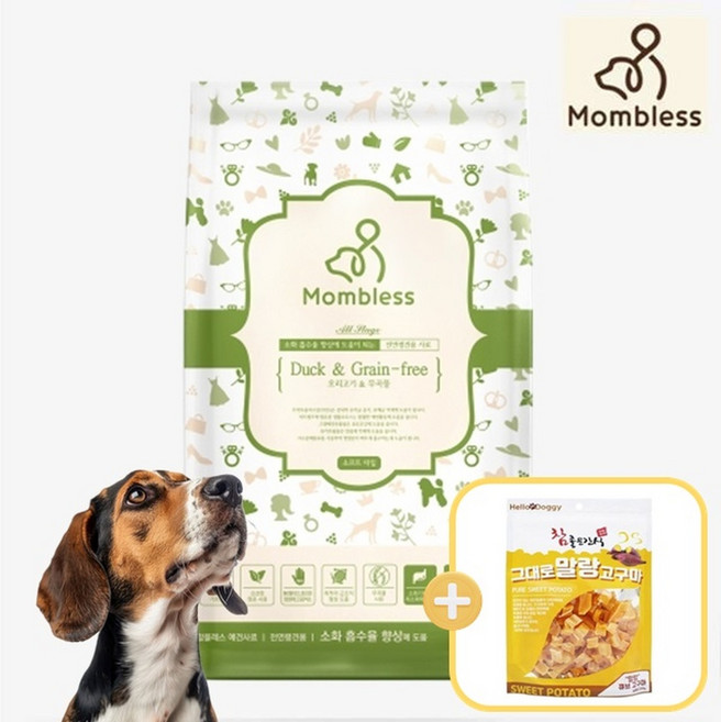 맘블레스 그레인프리 반습식 사료 오리고기 1.2kg+고구마 간식, 1개, 1.2kg, 오리