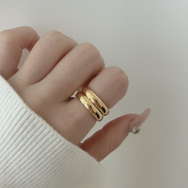 1+1 써지컬스틸 4mm 볼드 민자 가락지 커플링 우정링 반지