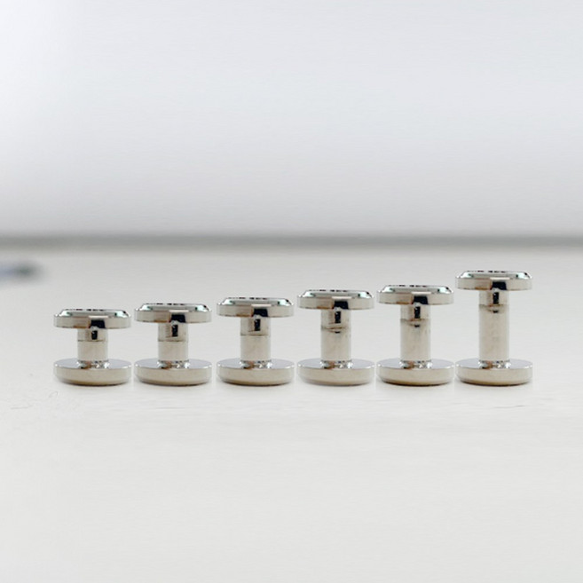 헤세드 NEW) 나사형 평면 리벳 레지 가죽공예(4개), 10*6mm, 실버