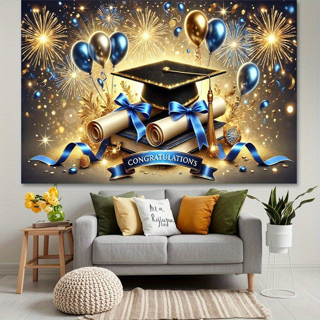 아라홍스 파티배너 생일축하 파티용품 생일가랜드 생일이벤트 졸업 환갑 새해 생일현수막, 4.졸업 블랙학사모