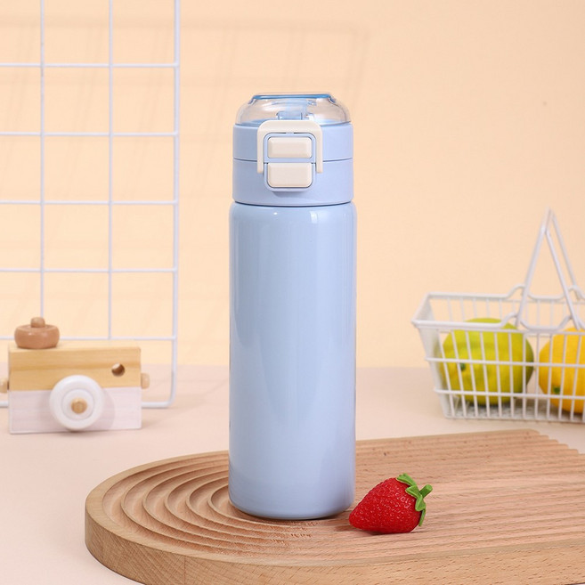 칼뷔트 스텐 316 2단 원터치 텀블러 빨대, 500ml/블루, 블루, 1개, 500ml