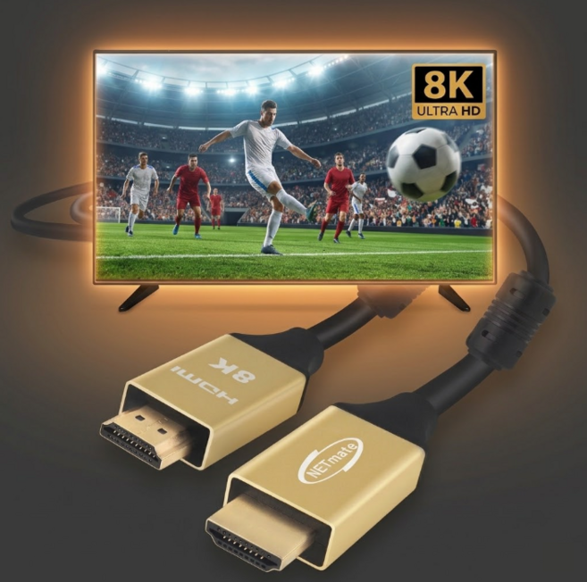 8K HDMI2.1 케이블 골드메탈 최고급형, 0.3m, 1개