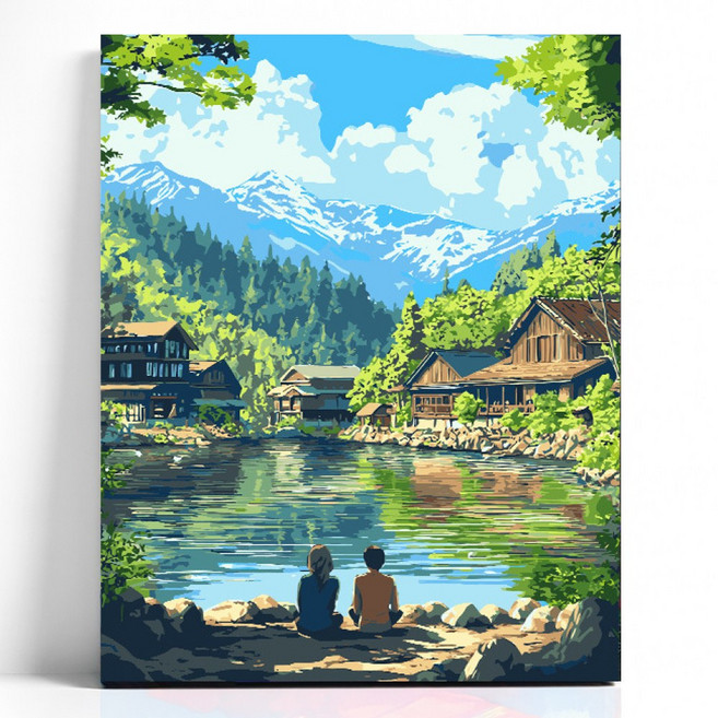 벨리어 DIY명화그리기 유화 세트 40 x 50cm, 1개, 숲속호수