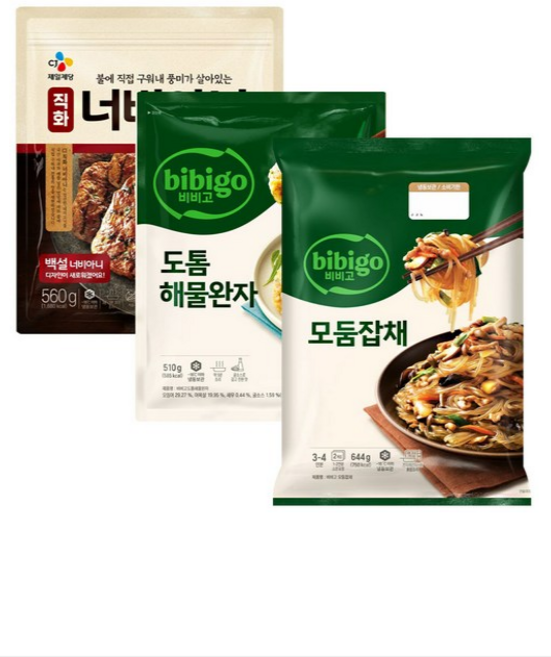 백설 너비아니560g+비비고 도톰해물완자510g+비비고 모둠잡채644g, 1세트, 1.714kg