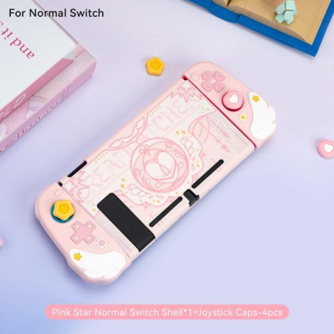 Geekshare 스타 윙 시리즈 핑크 보호 케이스 닌텐도 스위치용 대형 마우스 패드 OLED 조이콘 선물, [05] Case and thumb grips, 4) Case and thumb grips, 15)Case and thumb grips