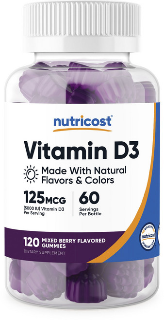 뉴트리코스트 비타민 D3 5000 iu 믹스드 베리 맛 구미, 120개입, 1개, 120정