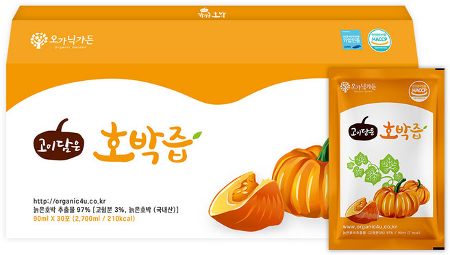오가닉가든 고이담은 호박즙, 2.7L, 1개