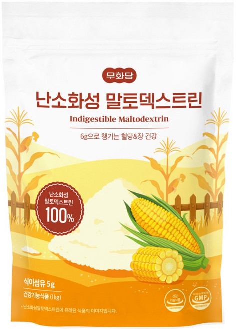 [무화당] 난소화성 말토덱스트린 100% 식이섬유 쾌변 변비예방 차전자피 분말 글루텐프리, 1kg, 1개