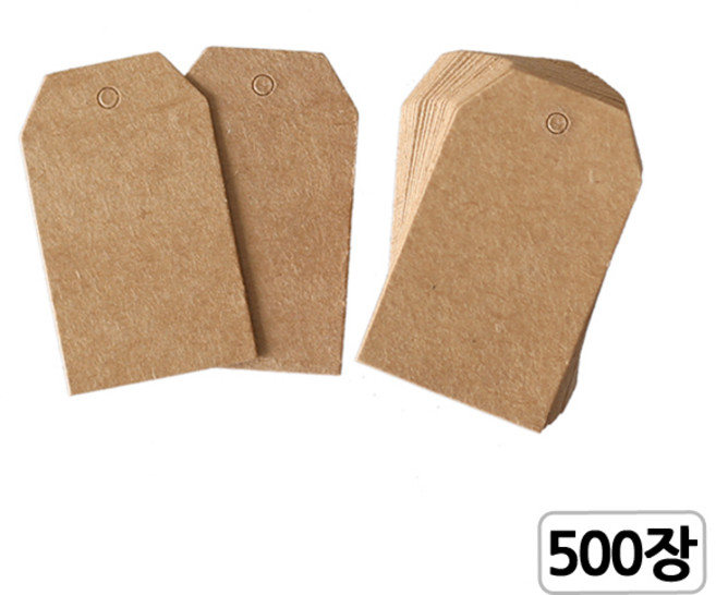 [모핸] 종이 라벨텍(네임택)-육각(500장), 3*5 미니육각 크라프트