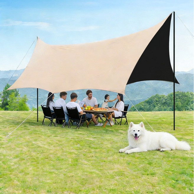 야외용 자외선 차단 및 방수 6각형 천막 천, 모래색