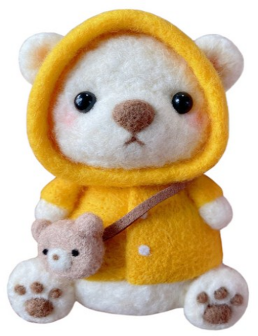 코히모 양모펠트 곰돌이 인형 만들기 DIY 세트, 2세트, ALL YELLOW