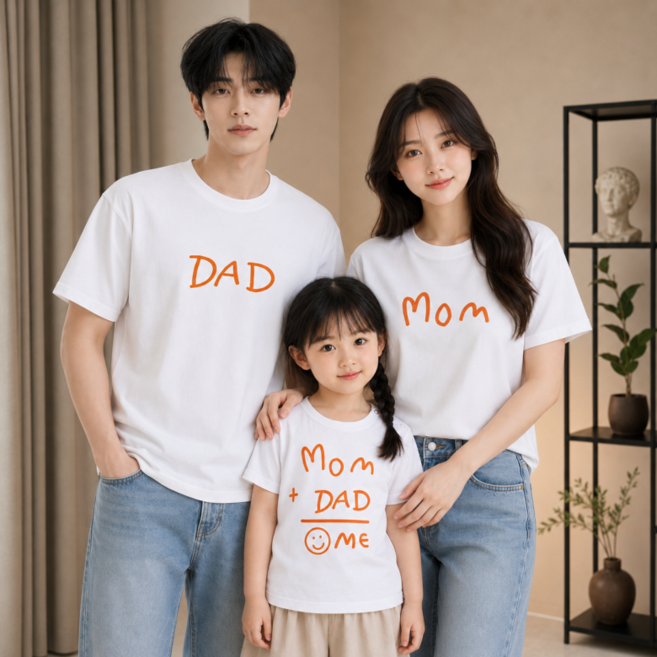 구빠방 아동 성인 패밀리룩 가족티 심플 레터링 반팔 티셔츠