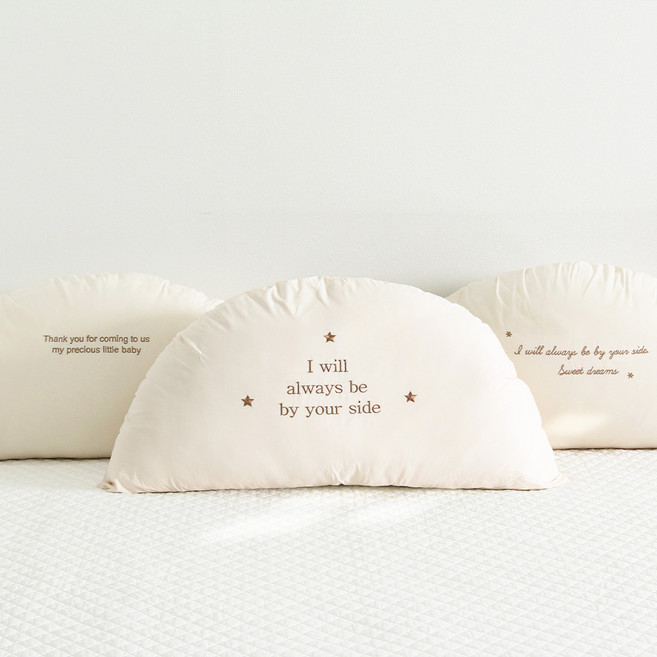 우리앤데코 60수 고밀도 레터링 반달 등쿠션 헤드쿠션, 내추럴 little baby(솜포함)