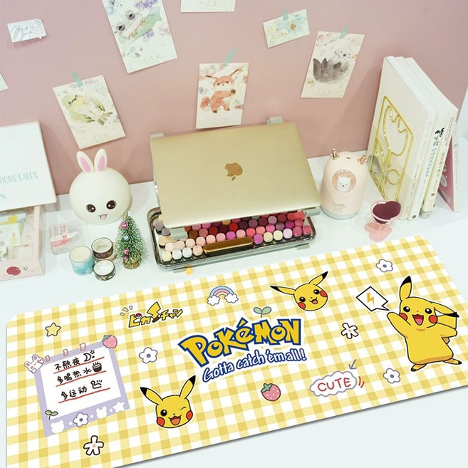 대형 마우스패드 장패드 게이밍 데스크, 3mm, 화이트 피카츄 밤샘 금지, 30x70cm