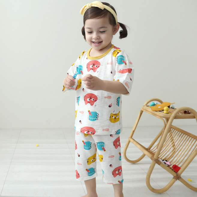 잼베이비 유아동 7부 소프트탄탄 일상복 실내복 구김이 적고 부드러우며 짜임이 좋은 상하세트