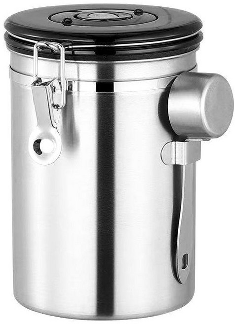 Sifei 스테인리스 스틸 가스 벤트 실 팟 커피보관용기 1.8L, 1개, Silver