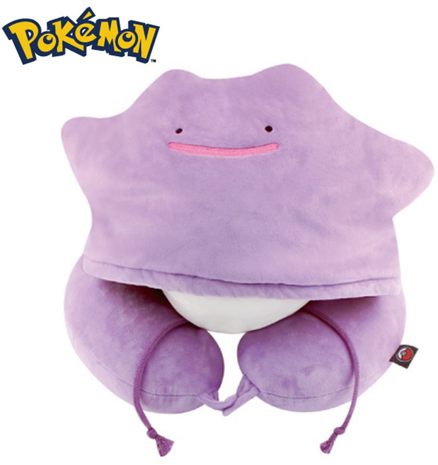 포켓몬스터 메타몽 후드 목쿠션 여행용 기내용 차량용 캐릭터 목베개