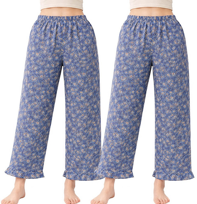 1+1 엘에이스 여성 꽃무늬 잠옷바지 9부 파자마 2p 001