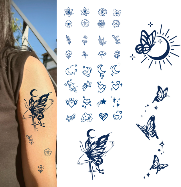 부띠끄38 미니 반영구 타투스티커 헤나 세트, 1개, BTS006