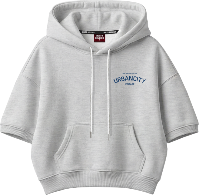 몰토벨리노 SF 어반시티 여성 오버핏 세미크롭 반팔 후드티