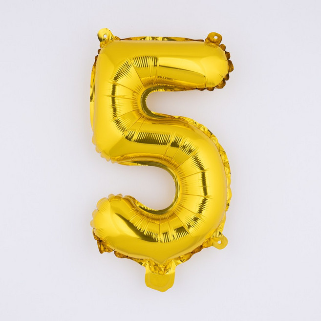 아트포유 은박 파티 숫자풍선 중형 80cm, 1개, 옐로우 골드 5