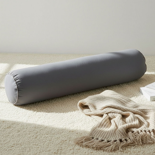 조은자리 안고자는 원형 바디필로우 대형 롱 쿠션 먼지없는 긴 베개 솜포함 세트, 01 피치스킨 진그레이