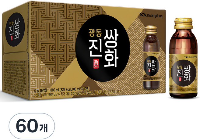 광동제약 진쌍화 액상차 선물용, 100ml, 60개