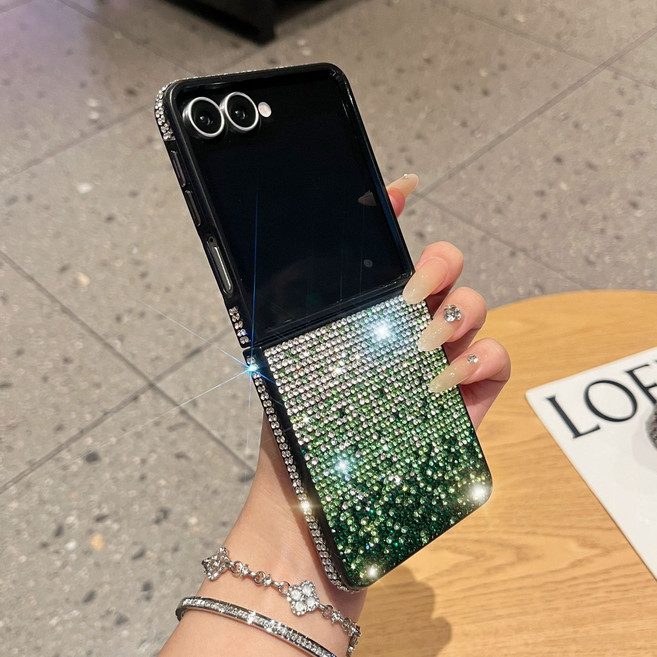 얌코 휴대폰케이스 갤럭시 z플립5 z플립6 z플립7 그러데이션 컬러 번쩍이다 스크럽 팔찌 케이스