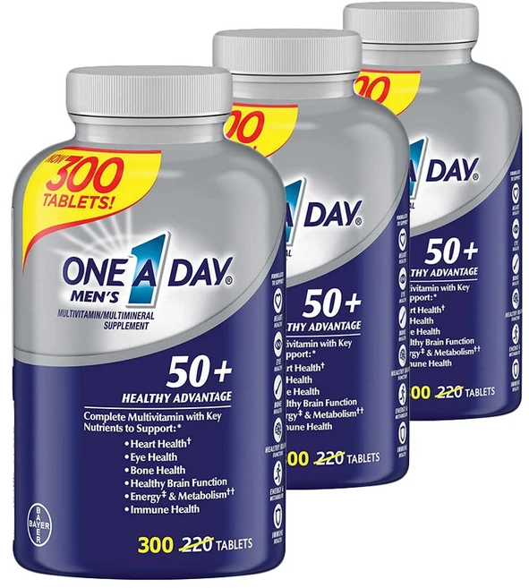 [정품 미국 배송] 바이엘 남성용 원어데이 50 플러스 300정-3개(타블렛) Bayer One A Day Mens 50plus Advantage, 3개, 300회분 - 쿠팡