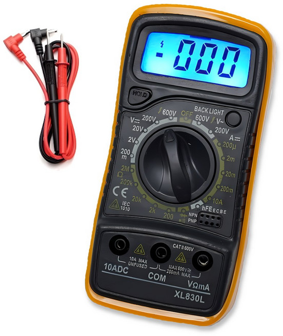 디지털 휴대용 멀티 테스터기 전압 전류 저항측정기 멀티메타 백라이트 18650 측정, 1개
